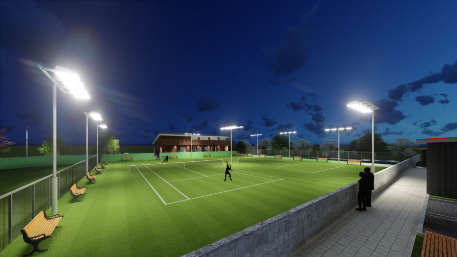 AKIM本社屋・テニスコート / 夜の練習風景